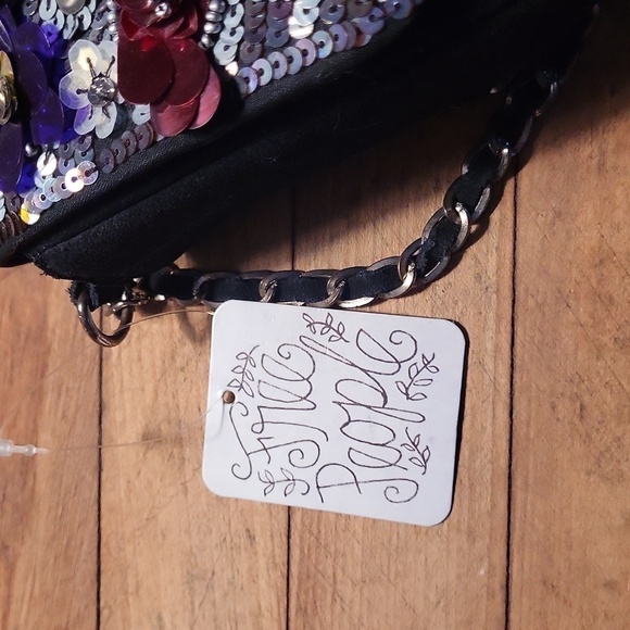 Free People Sequin Embellished Mixed Media Shoulder Beg - Picture 12 of 12